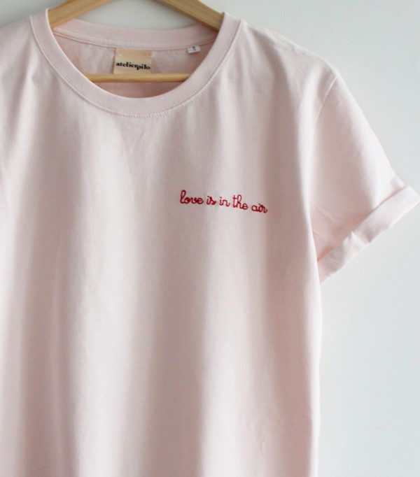 T-shirt brodé femme - rose...